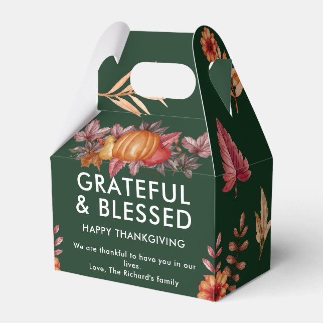 Blommigt Emerald Grönt Thanksgiving Middag Presentaskar (Framsidan Sidan)