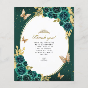 Blommigt Emerald Guld Butterfly Quinceañera Photo