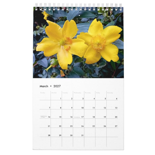Blommigt England Kalender (Mar 2027)