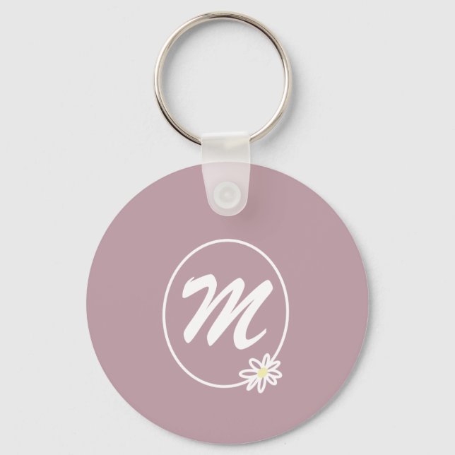 Blommigt, enkel nyckelkedja i monogram nyckelring (Framsida)