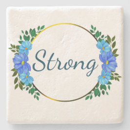 Blommigt Enkel uppmuntran av stark blå text Stenunderlägg