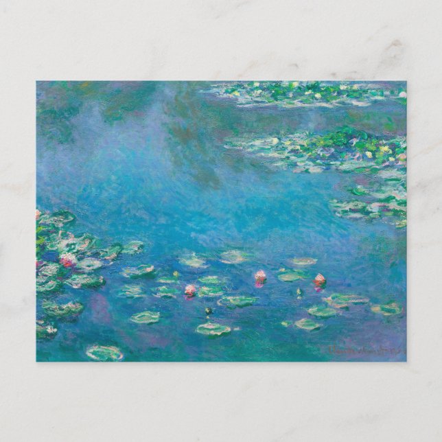 Blommigt Ephemera Decoupage Monet Vatten Lilies Vykort (Framsida)