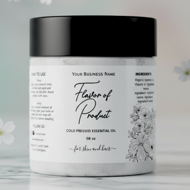 Blommigt Essential Oil Flaska-etikett Fraktsedel (Skapare uppladdad)
