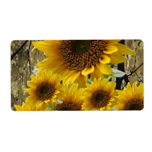 Blommigt-etiketter, solros fraktsedel