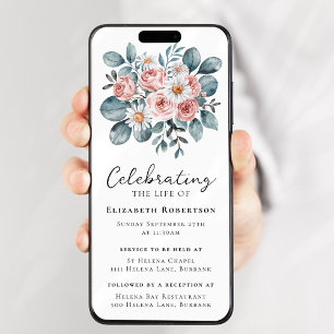 Blommigt Eucalyptus Boho Funeral Digital Evite Inbjudningar