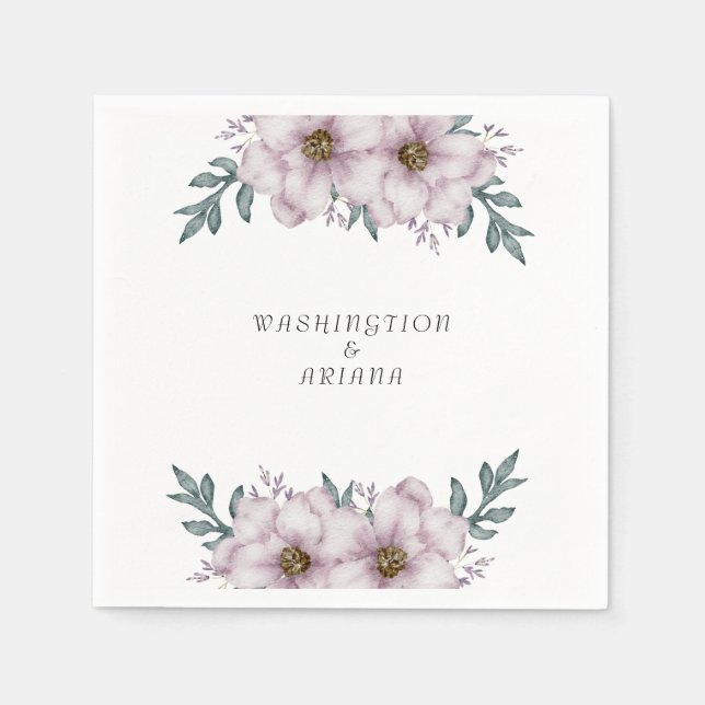 Blommigt Eucalyptus Bröllop Pappersservett (Framsidan)