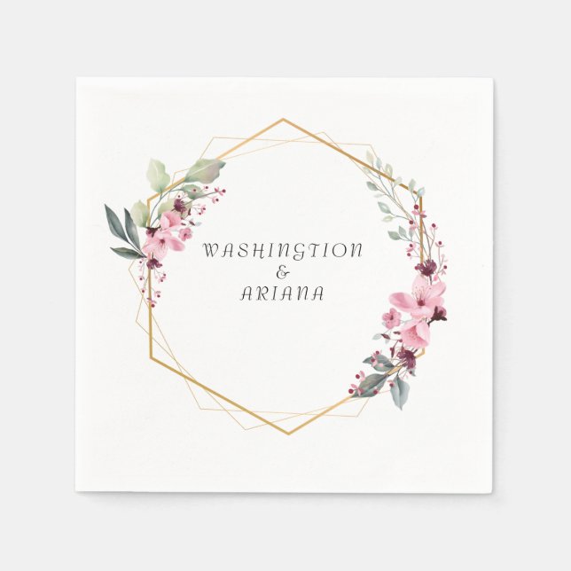 Blommigt Eucalyptus Bröllop Pappersservett (Framsidan)