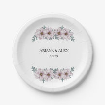 Blommigt Eucalyptus Bröllop Papprare Tallrikar