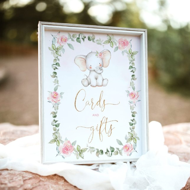 Blommigt eucalyptus elephant Cards och presenter Poster (Skapare uppladdad)