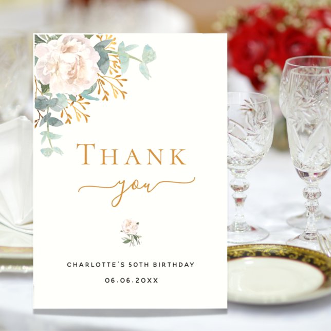 Blommigt Eucalyptus greenery elegant Tack Kort (Skapare uppladdad)