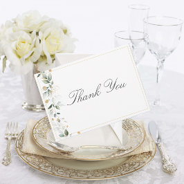 Blommigt Eucalyptus Greenery Guld Bröllop Tack Kort