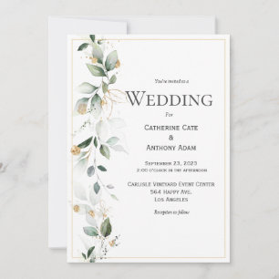 Blommigt Eucalyptus Greenery Guld bröllopsinbjudan Inbjudningar