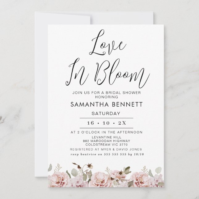  Blommigt Eucalyptus Kärlek Bloom Möhippa Inbjudningar (Framsida)