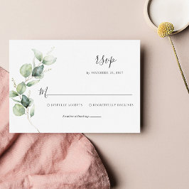 Blommigt Eucalyptus Löv Script Bröllop OSA Kort