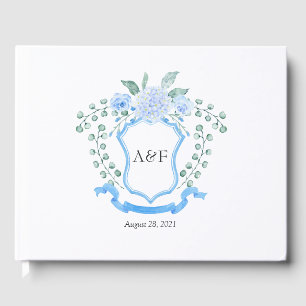 Blommigt Eucalyptus Monogram Vapensköld Bröllop Va Gästböcker