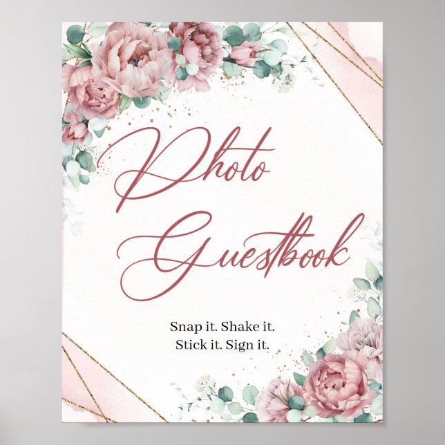  blommigt eucalyptus Photo Guestbook-spel Poster (Framsidan)