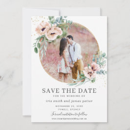 Blommigt Eucalyptus Photo Save Date Card Inbjudningar