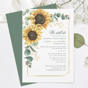 Blommigt Eucalyptus Solros Bröllop Vow Renewal Inbjudningar