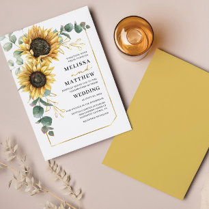 Blommigt Eucalyptus Solros Geometric Bröllop