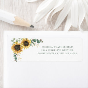 Blommigt Eucalyptus Solros Returadress Etikett