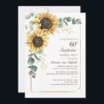 Blommigt Eucalyptus Solroskript 60:e födelsedagen Inbjudningar<br><div class="desc">Eucalyptus Solros Blommigt Skript 60:e födelsedagsinbjudan som du enkelt kan anpassa med din party-information genom att klicka på knappen "Anpassa". Blommigt av ljusstark gult och grönt självklar med guld-folie,  geometriskt ram och modern typografi</div>