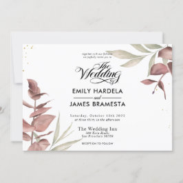 Blommigt Eucalyptus Watercolor Budget Bröllop Inbjudningar