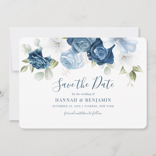 Blommigt Eucalyptus Watercolor Greenery Spara Datumet (Framsida)