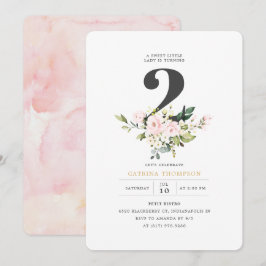  Blommigt & eukalyptus Girl 2nd Birthday Party Inbjudningar