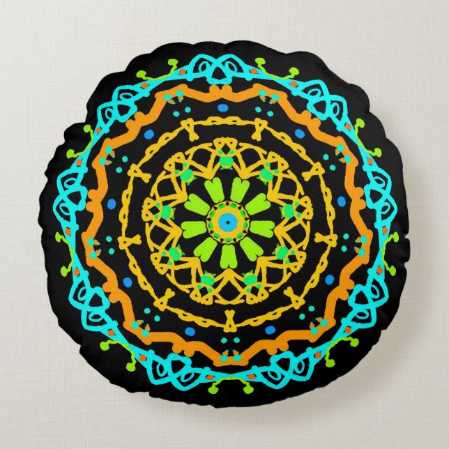 Blommigt Excite Round Dekorativ kudde (Framsidan)