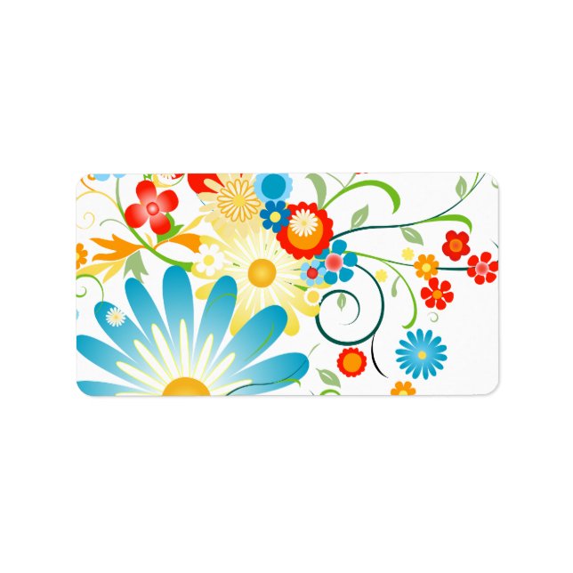 Blommigt Explosion av Färg Adressetikett (Framsidan)