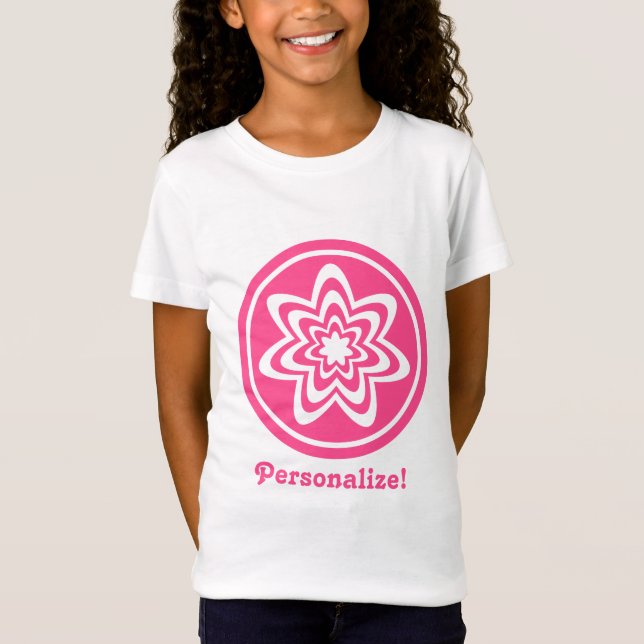 Blommigt Explosion Girl's Tee, Rosa Tee Shirt (Framsida)