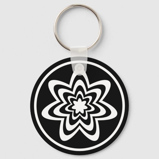 Blommigt Explosion Keychain, Black Nyckelring (Framsida)
