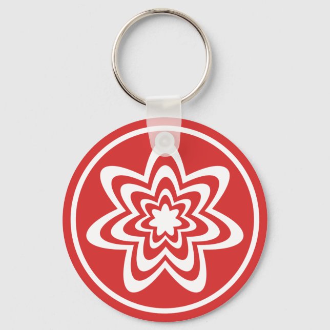 Blommigt Explosion Keychain, Bright Red Nyckelring (Framsida)