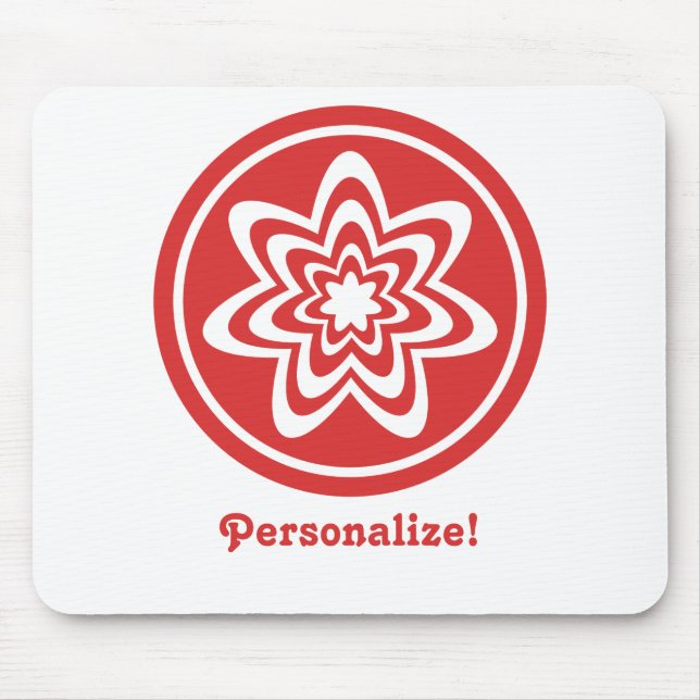 Blommigt Explosion Mousepad, Bright Red Musmatta (Framsidan)