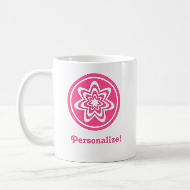 Blommigt Explosion Mugg, Rosa Kaffemugg (Vänster)