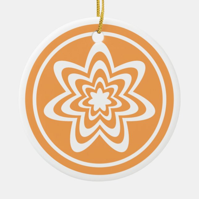 Blommigt Explosion Ornament, Tangerine Julgransprydnad Keramik (Framsidan)