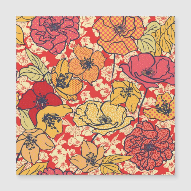 Blommigt Explosion: Sömlös Vintage Trend. (Framsida)