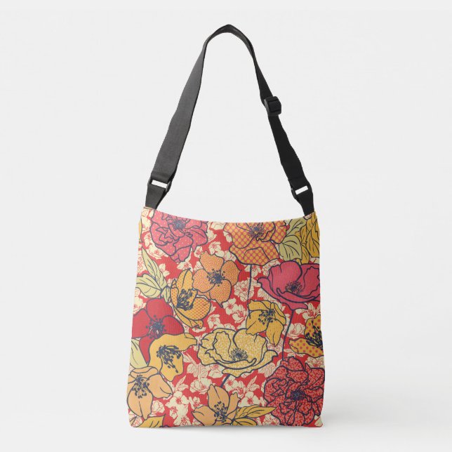 Blommigt Explosion: Sömlös Vintage Trend. Axelväska (Framsida)