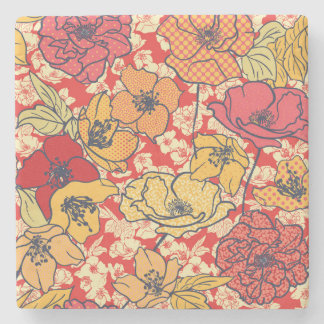 Blommigt Explosion: Sömlös Vintage Trend. Stenunderlägg