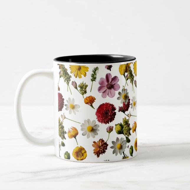 Blommigt Explosion Two-Tone Mugg (11 oz) - A Burst (Vänster)