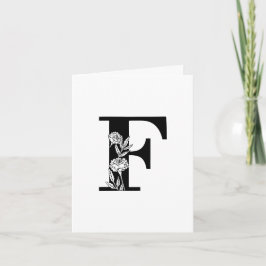 Blommigt F Monogram på vitanteckningskort Anteckningskort