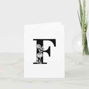 Blommigt F Monogram på vitanteckningskort Anteckningskort