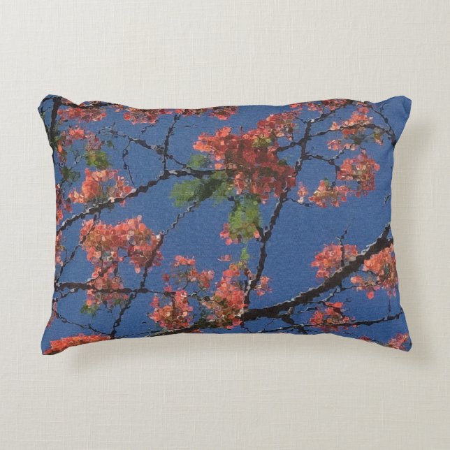 Blommigt Fabric, blå Prydnadskudde (Framsidan)