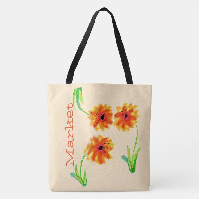 Blommigt Fabric Market Tote Tygkasse (Framsida)