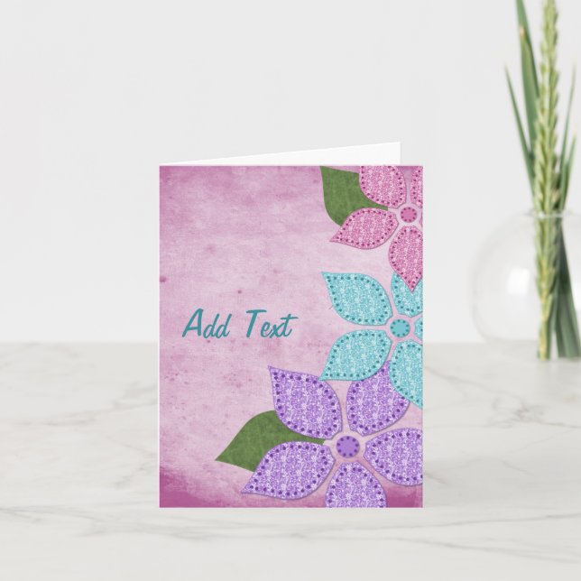 Blommigt Fabric Note-kort Kort (Framsida)