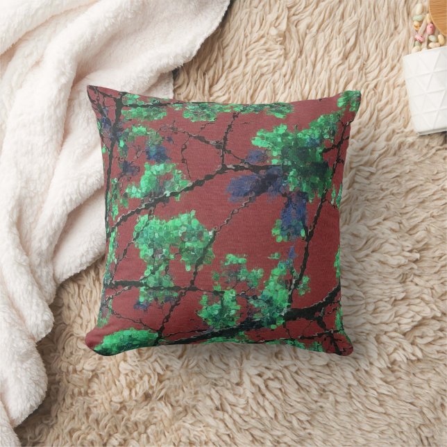 Blommigt Fabric, Red Kudde (Filt)
