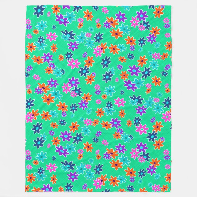 Blommigt Fabric Sömless Mönster färgad Fleecefilt (Framsidan)