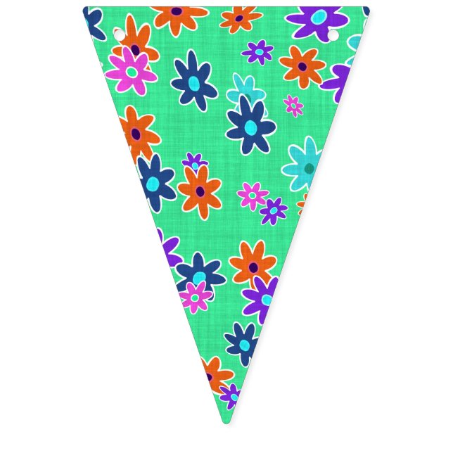 Blommigt Fabric Sömless Mönster färgad Vimplar (Första flaggan)