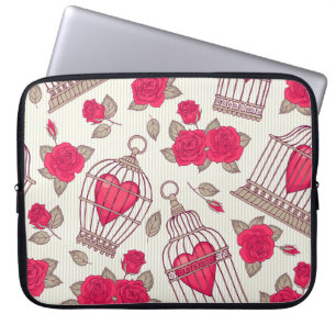 Blommigt Fågelburar Ro Mönster Laptop Fodral