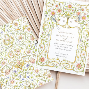 Blommigt & fåglar Victorian Garden Wedding Inbjudningar